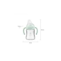 KikkaBoo Flaica staklena sa rucicama 180ml Mint