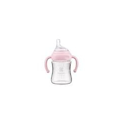 KikkaBoo Flaica staklena sa rucicama 180ml pink