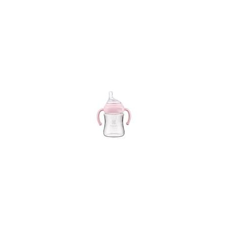 KikkaBoo Flaica staklena sa rucicama 180ml pink