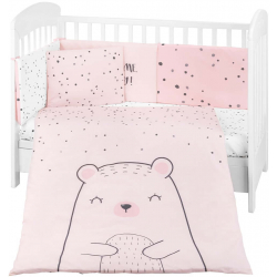 KikkaBoo posteljina sa ogradicom 6pcs 70x140 Bear with Me pink