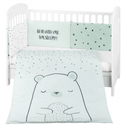 KikkaBoo posteljina sa ogradicom 6pcs 70x140 Bear with Me mint