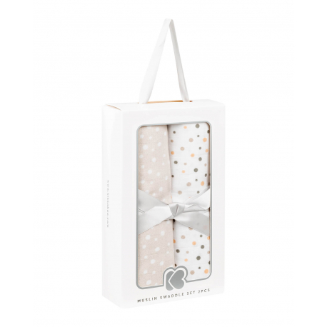 KikkaBoo Pelene od muslina set 2 kom 80x80 Dots Beige