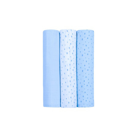 KikkaBoo Pelene od muslina set 3 kom 100x100 Dots blue