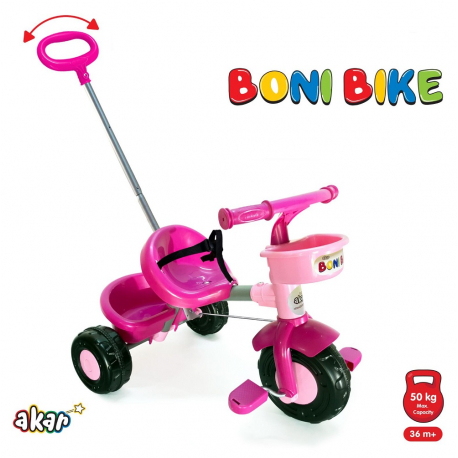 Tricikl Boni sa ručkom roze